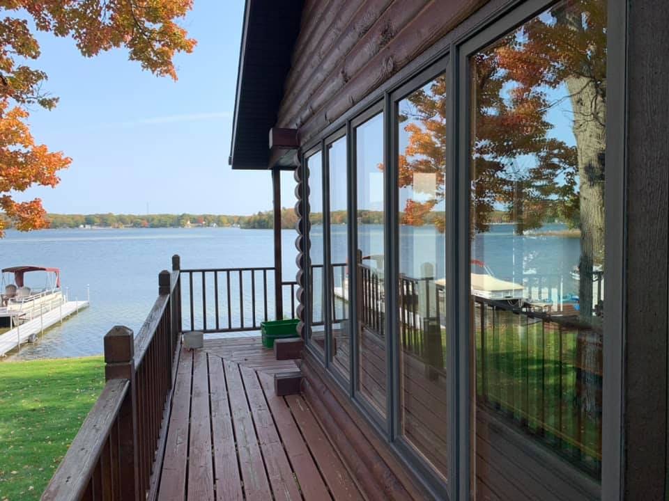 Cleaning residential windows on the lake today